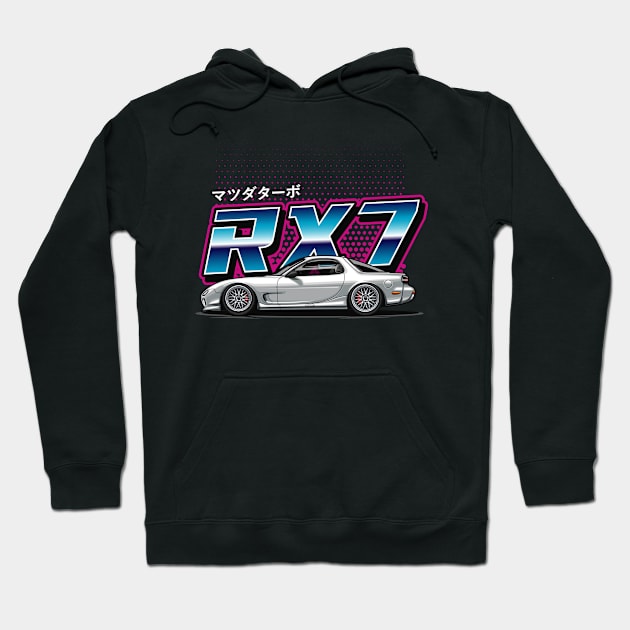 RX7 FD Retro Style (Retro White) Hoodie by Jiooji Project